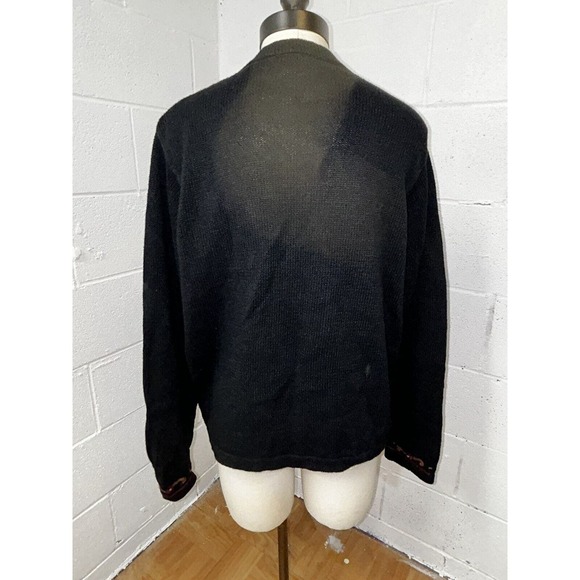 Vintage Bobbie Brooks Floral Embroidered Sweater Felted Black Lg Cottagecore E2‎ - Picture 6 of 14